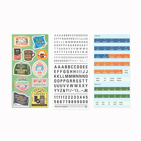 This is a sticker set for customizing TRAVELER’S notebook that makes it more fun, including index and pocket stickers, icon stickers to represent different plans, dry transfer, and stickers to decorate the cover.