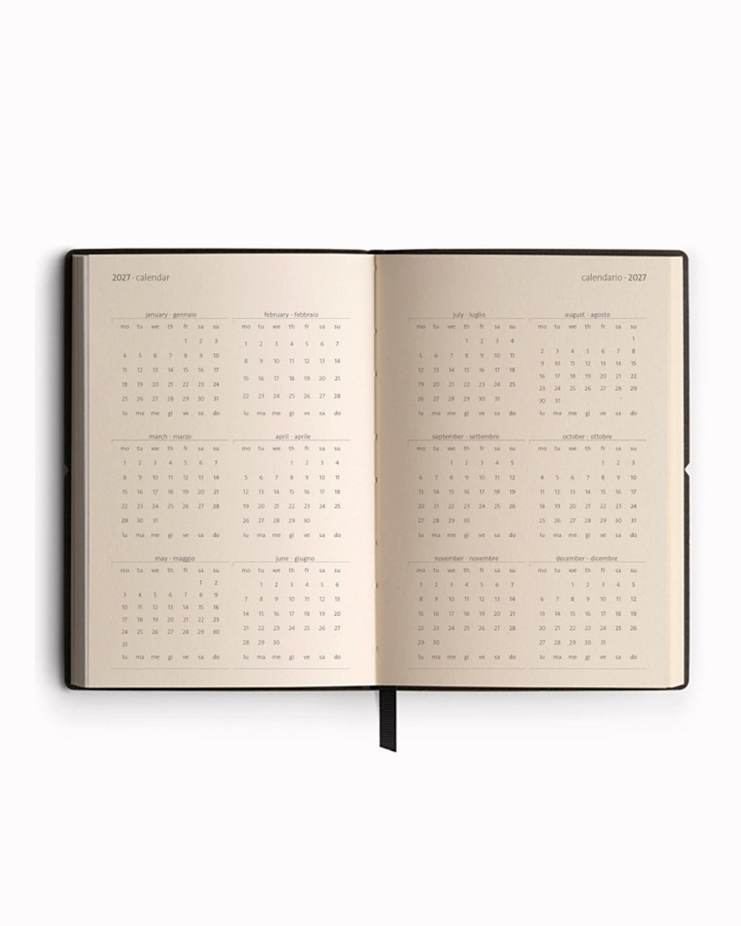 The Classic Weekly Horizontal Diary from Ciak has a dated double spread for each week of 2027 and offers an equal amount of space for every day of the week
