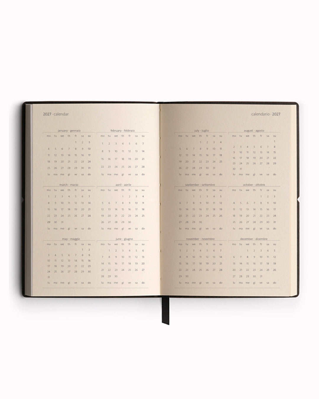 The Classic Weekly Horizontal Diary from Ciak has a dated double spread for each week of 2027 and offers an equal amount of space for every day of the week