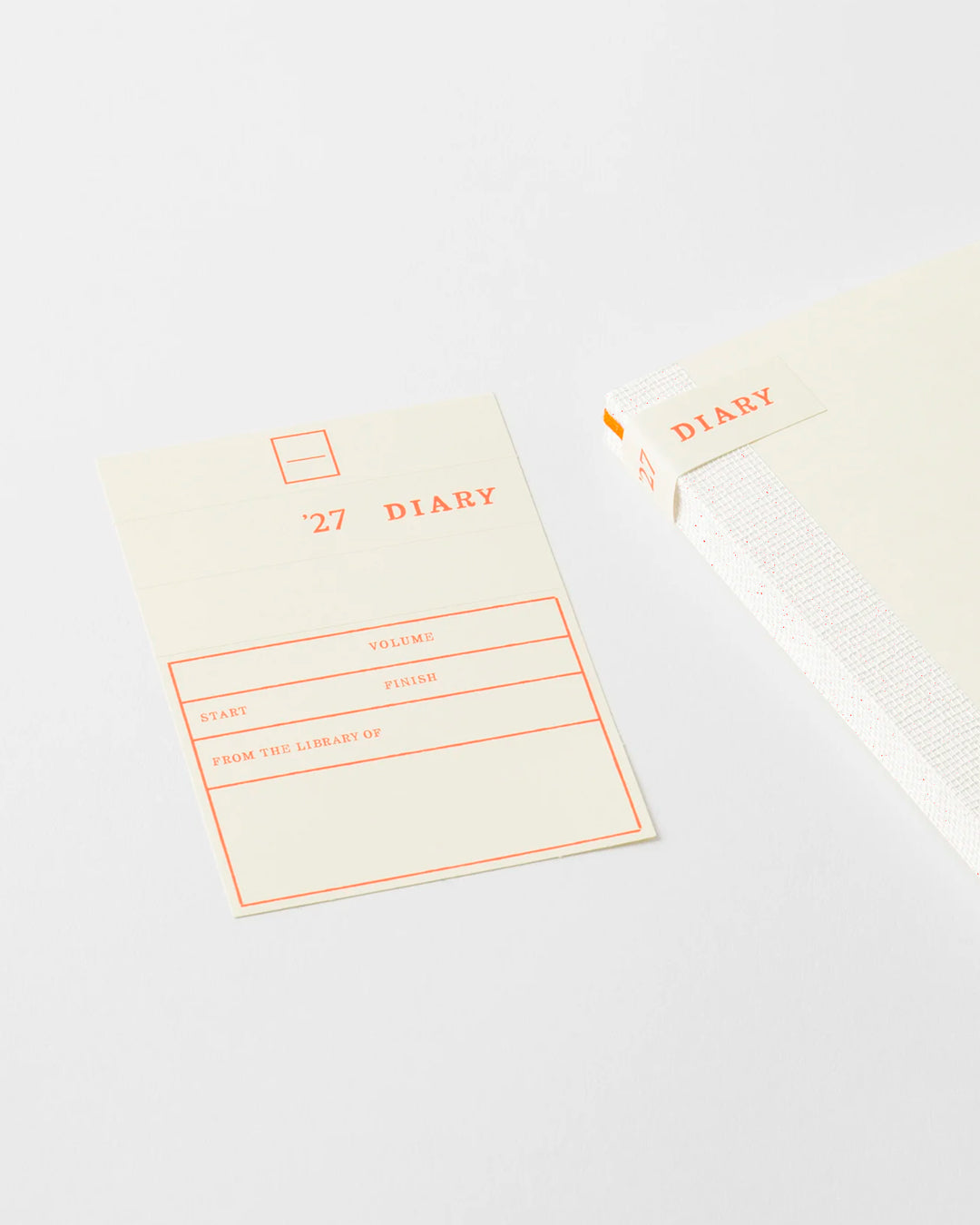 The diary includes block type monthly schedule pages and pages divided into eight sections across a two-page spread for use as a weekly schedule.