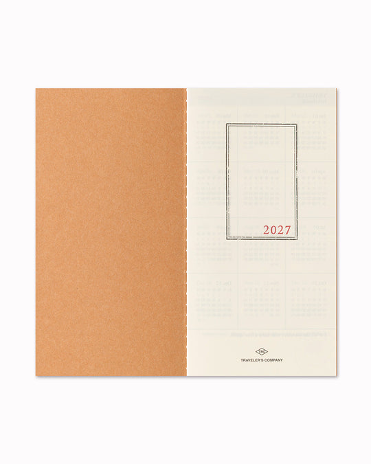 A 2027 Diary refill for the Iconic Traveler's notebook cover with Bonus Sticker Set.