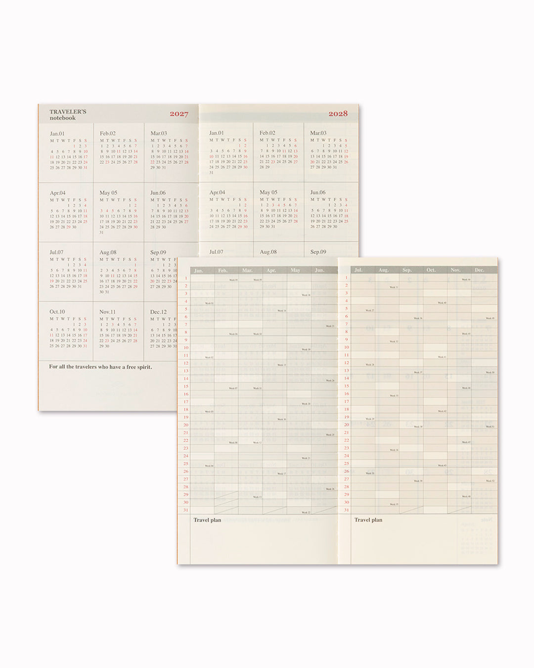 A 2027 Diary refill for the Iconic Traveler's notebook cover with Bonus Sticker Set.