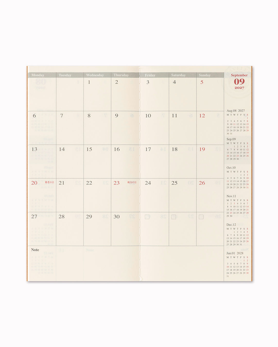 A 2027 Diary refill for the Iconic Traveler's notebook cover with Bonus Sticker Set.