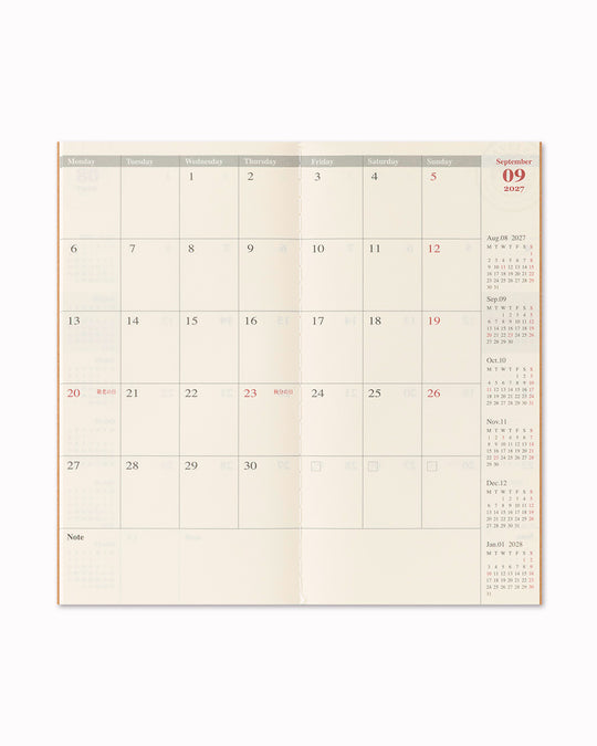 A 2027 Diary refill for the Iconic Traveler's notebook cover with Bonus Sticker Set.