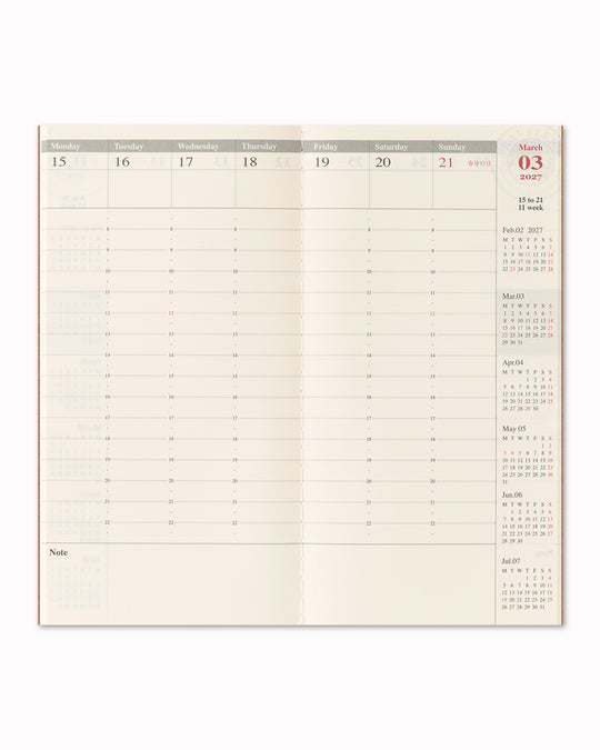 The Vertical Diary is useful for keeping track of schedules on a timely basis. A single notebook covers worth six months.