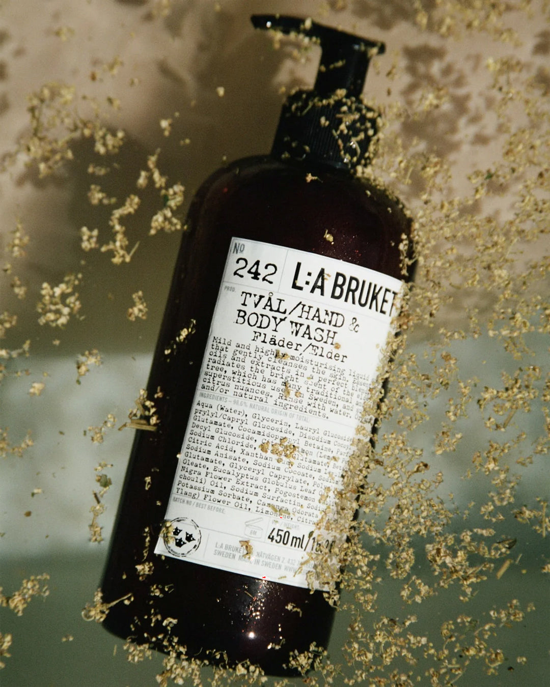 The Elder foaming liquid hand and body wash from Swedish coastal brand L:A Bruket is a luxurious natural cleanser infused with a delicate blend of elderflower and citrus notes