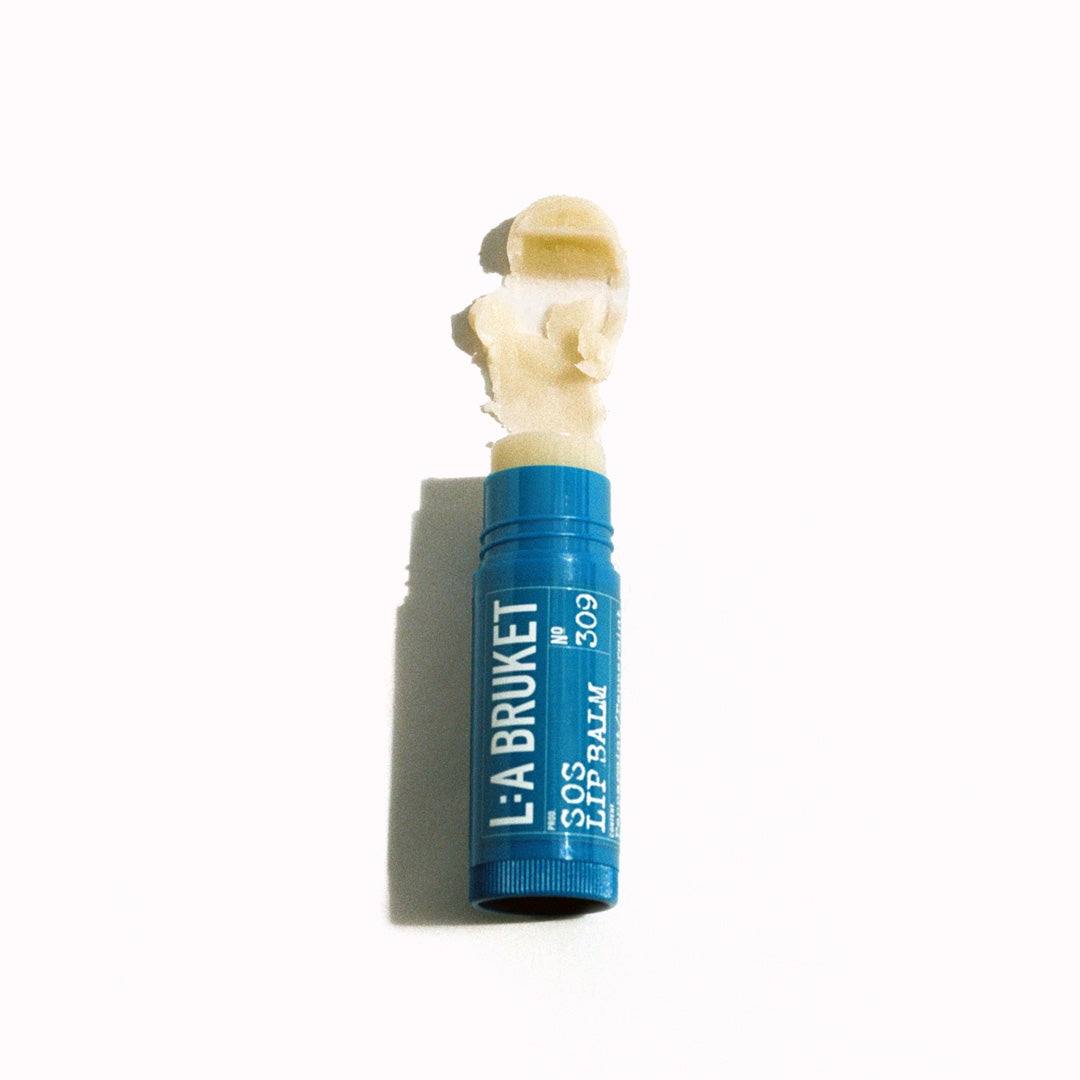 SOS Lip Balm 309 by L:A Bruket is a generous minty lip balm for a cooling kick and a hit of peppermint to focus the mind and ground your senses.