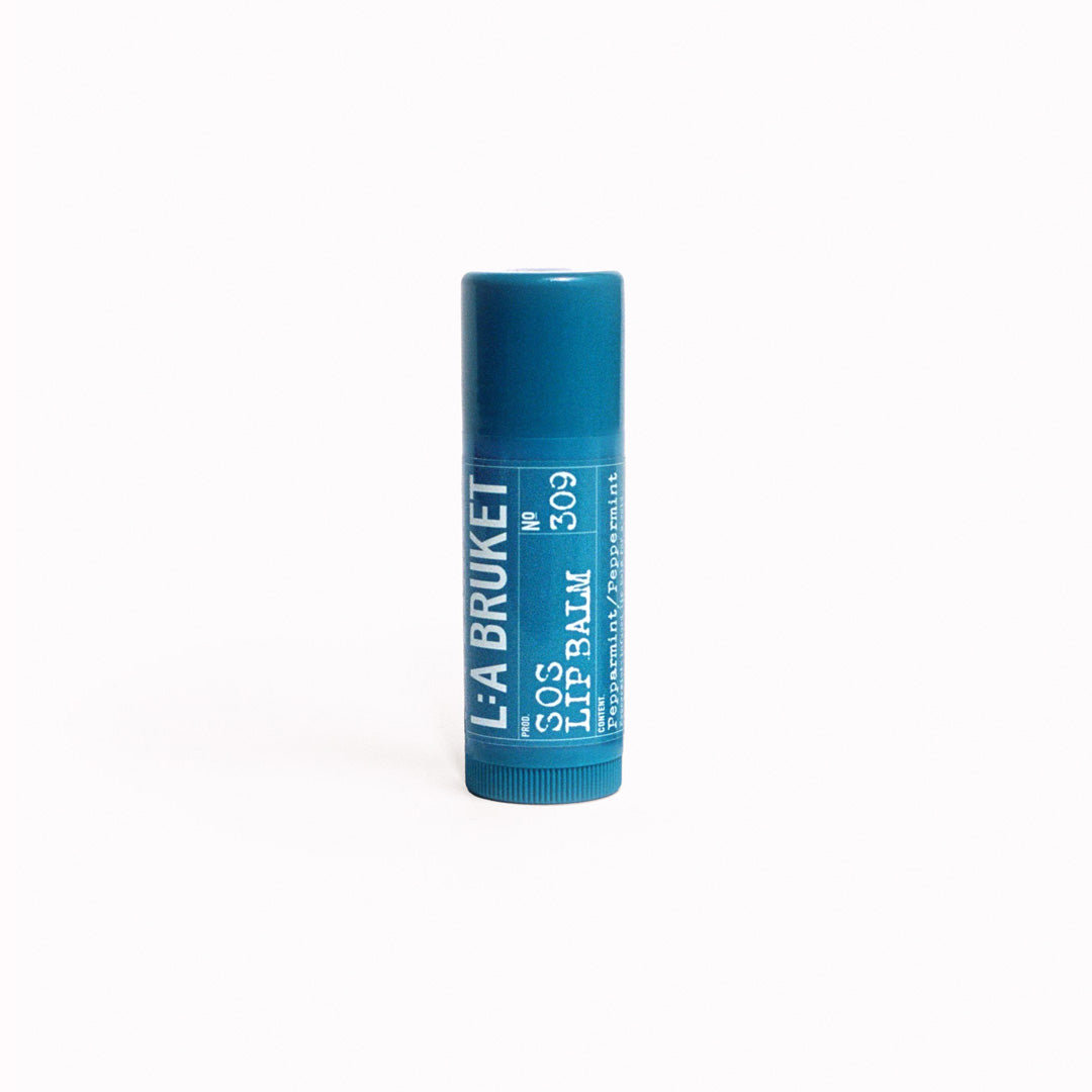 SOS Lip Balm 309 by L:A Bruket is a generous minty lip balm for a cooling kick and a hit of peppermint to focus the mind and ground your senses.