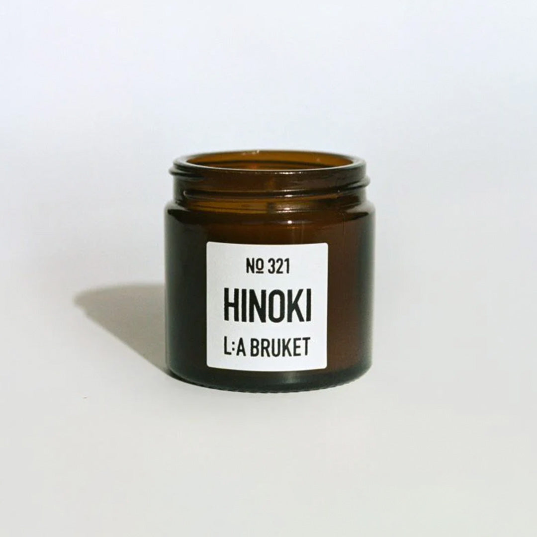 A scented soy travel candle from L:A Bruket, made of wax from organic soy with a burn time of more than 15 hours.