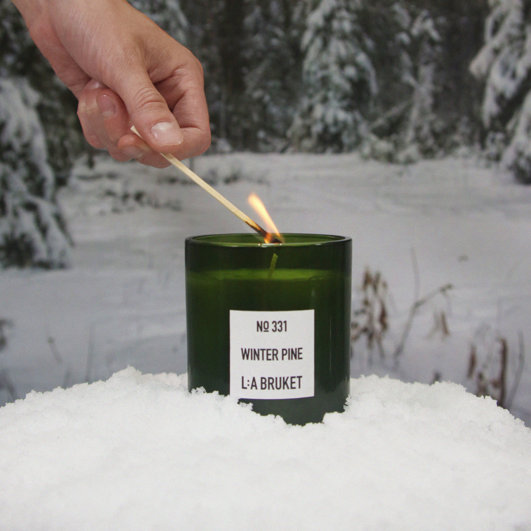331 Winter Pine is a Limited Edition scented candle from&nbsp;L:A Bruket, made of wax from plant based wax with a burn time of around 50 hours.