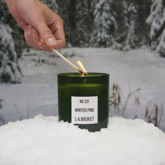 331 Winter Pine is a Limited Edition scented candle from&nbsp;L:A Bruket, made of wax from plant based wax with a burn time of around 50 hours.