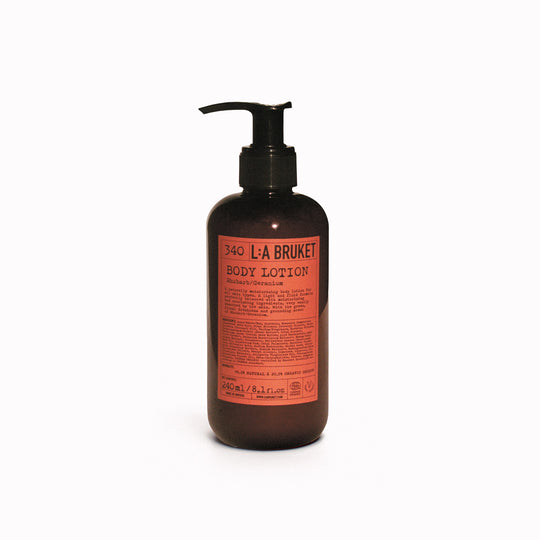 Rhubarb &amp; Geranium Limited Edition body lotion from L:A Bruket has fragrance notes of sharp rhubarb and green geranium notes - a fresh, slightly earthy scent profile. 