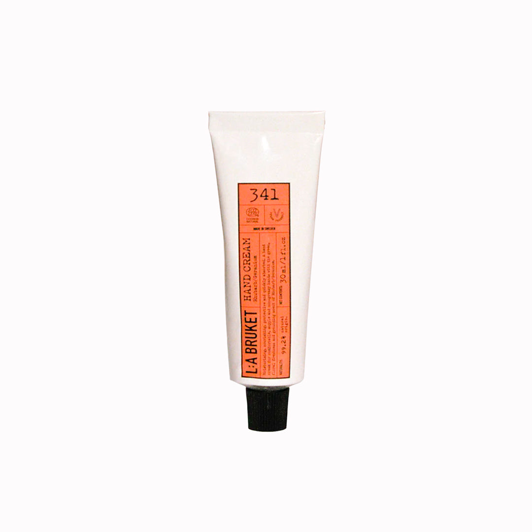 Rhubarb &amp; Geranium Limited Edition hand cream from L:A Bruket has fragrance notes of sharp rhubarb and green geranium notes - a fresh, slightly earthy scent profile.