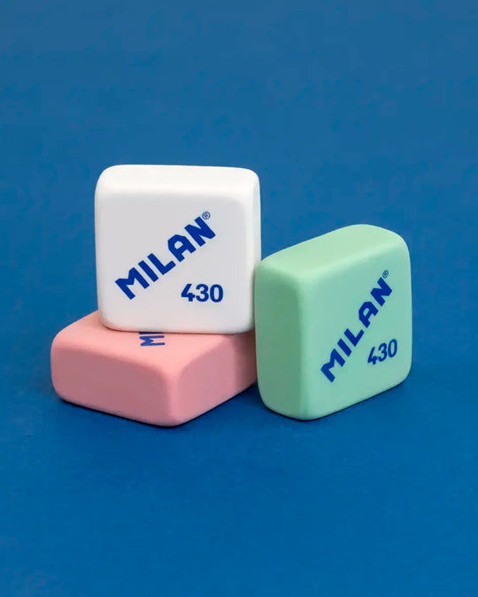 A handy five-piece eraser set from Spanish stationery favourite MILAN, bringing together three flexible 4045 erasers and two of the brand’s classic 430 erasers.