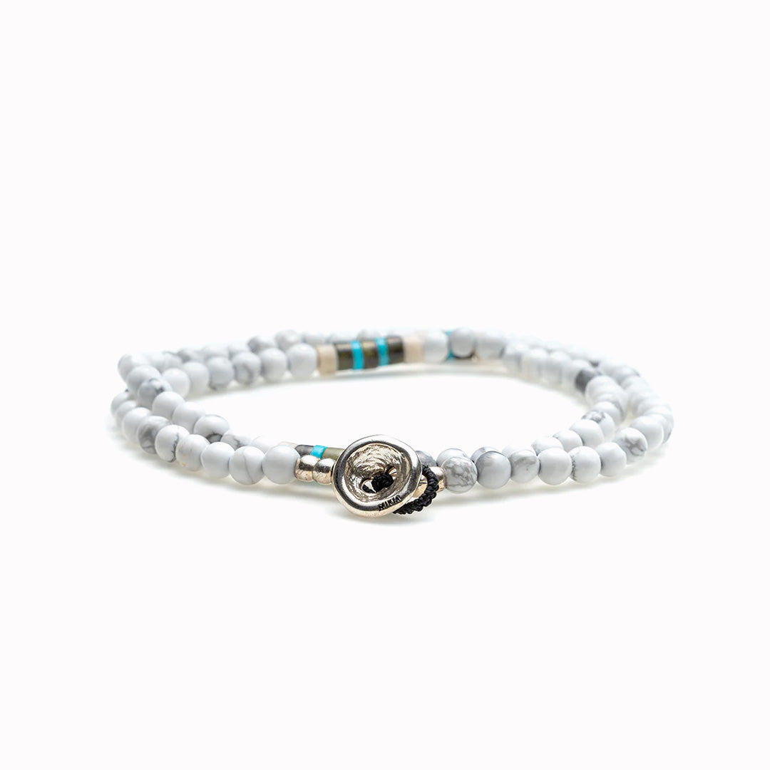 Bracelet | 4mm Stone Double Wrap | Howlite