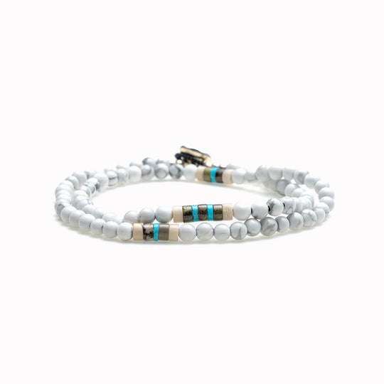 Bracelet | 4mm Stone Double Wrap | Howlite