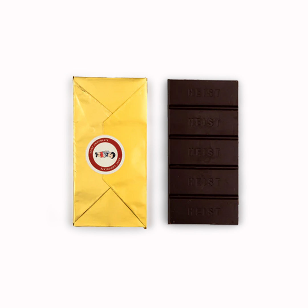 The Extra Dark 80% bar from Heist chocolate contains the same three ingredients as their 70% dark bar, but that extra 10% cocoa, in their expert opinion, is an important step up if you really want to taste the origin of the beans