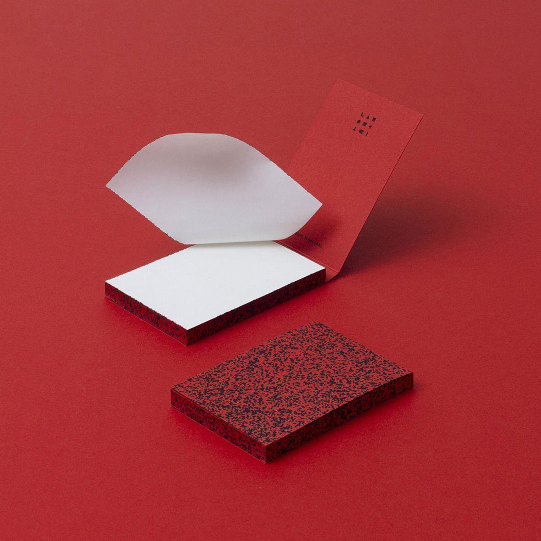 Red Spray Splash Memopad lifestyle. A colourful and bold stationery collection from Spanish stationery company Labobratori.