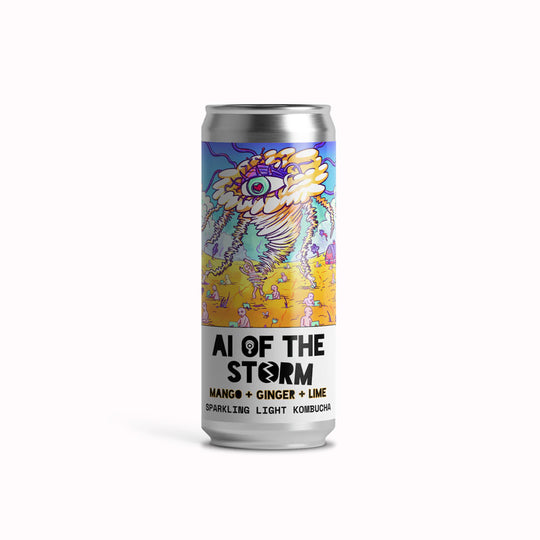 Counter Culture's AI of the Storm Kombucha is a sparkling light beverage that combines the tropical sweetness of mango with the zesty kick of green lime and the warm spice of organic ginger. 