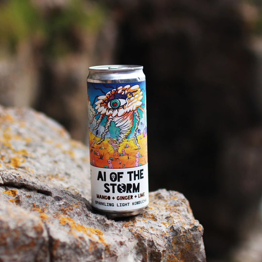 Counter Culture's AI of the Storm Kombucha is a sparkling light beverage that combines the tropical sweetness of mango with the zesty kick of green lime and the warm spice of organic ginger. 