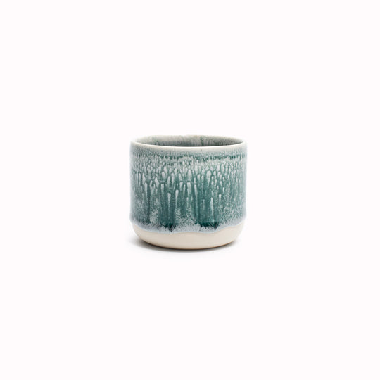 Andromeda Green Sip Cup - Danish/Japanese mix up with this thick glazed, hand made ceramic small beaker from Studio Arhoj's Tokyo Series.