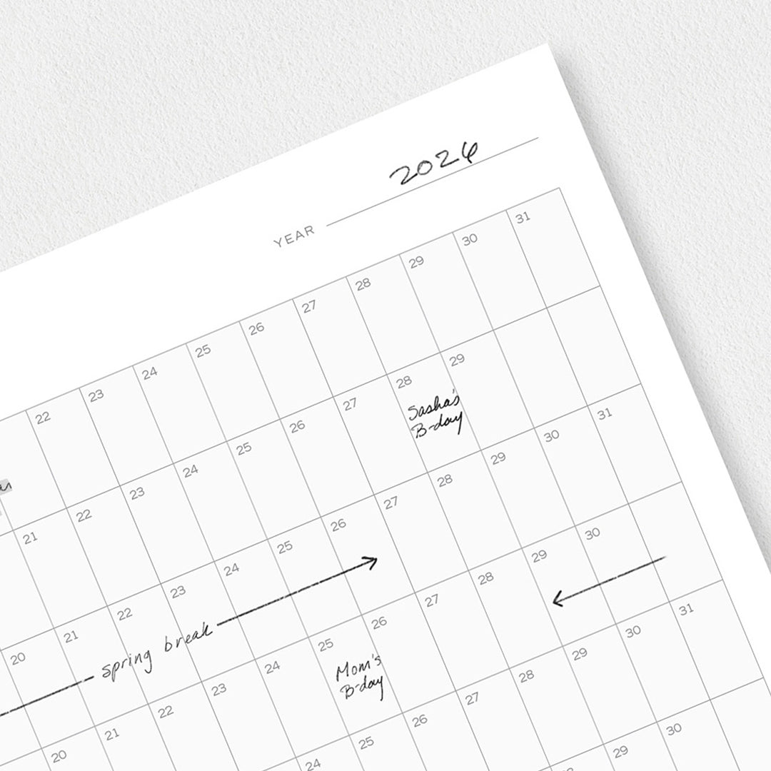 Annual Planning Wall Calendar | Undated