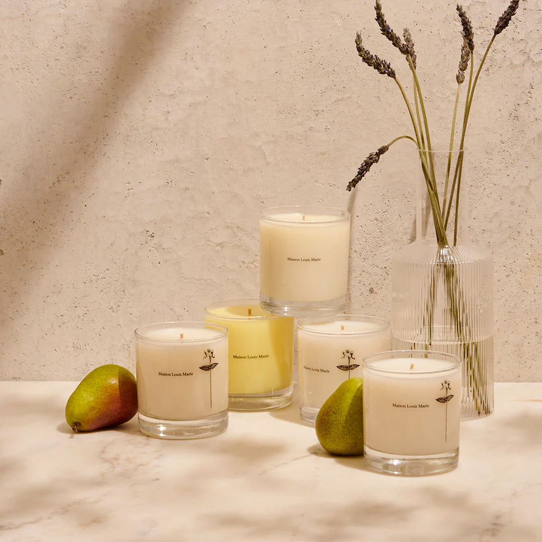 Antidris Cassis Candle Collection. Cassis, White Rose and Bergamot are the standout notes with the fragrance having fruity Bergamot and Cassis, with a green White Rose and warm Oakmoss and Musk base. The scent is floral and is described by Maison Louis Marie as a more feminine scent.