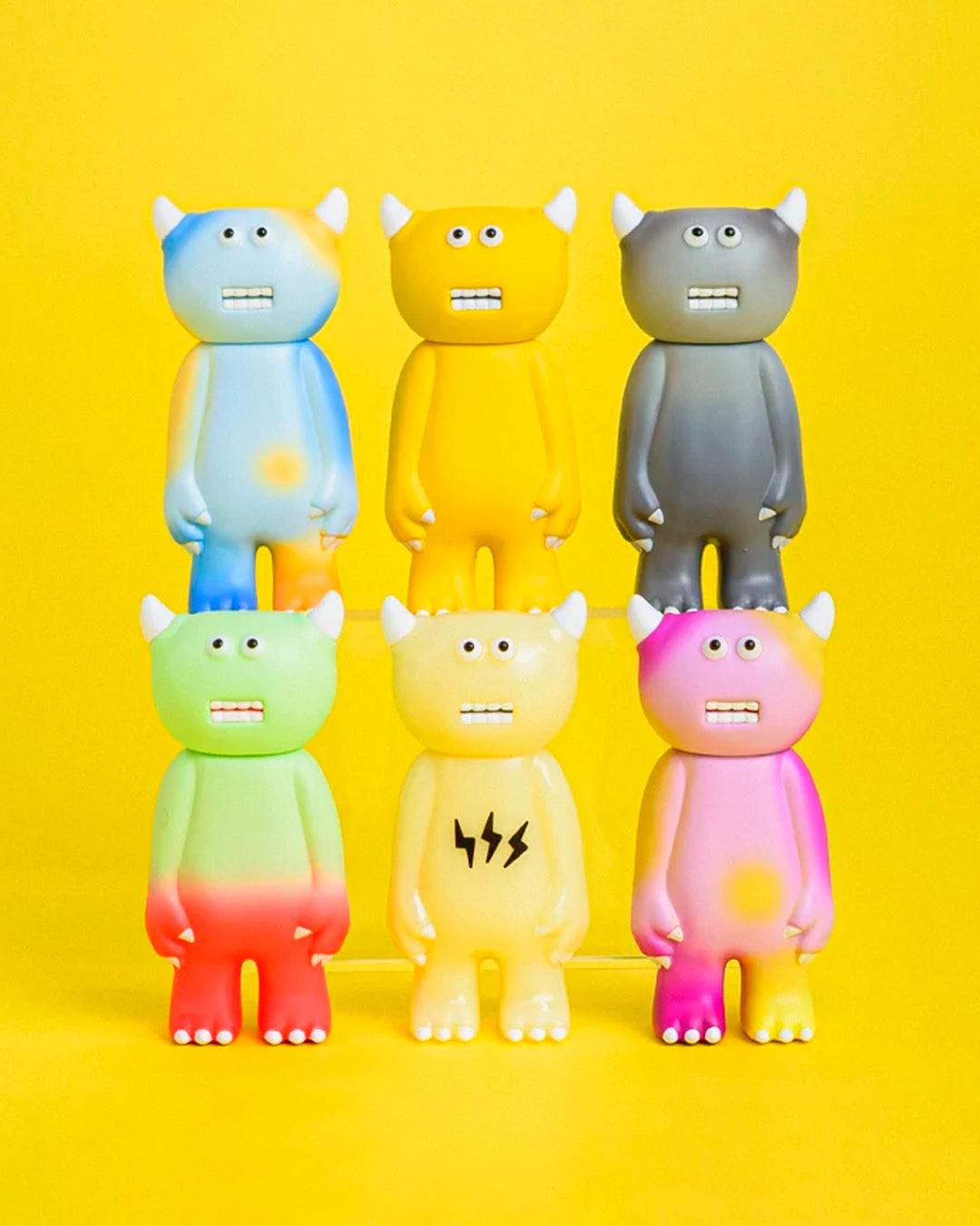 The Yellow Figure Collection brings ASAYOSHI.’s brilliantly odd, pop-coloured characters to the blind box, complete with tiny horns and gawky expressions.