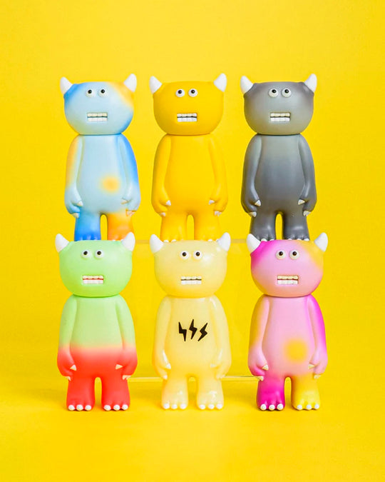 The Yellow Figure Collection brings ASAYOSHI.’s brilliantly odd, pop-coloured characters to the blind box, complete with tiny horns and gawky expressions.
