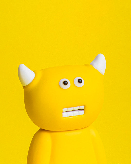 The Yellow Figure Collection brings ASAYOSHI.’s brilliantly odd, pop-coloured characters to the blind box, complete with tiny horns and gawky expressions.