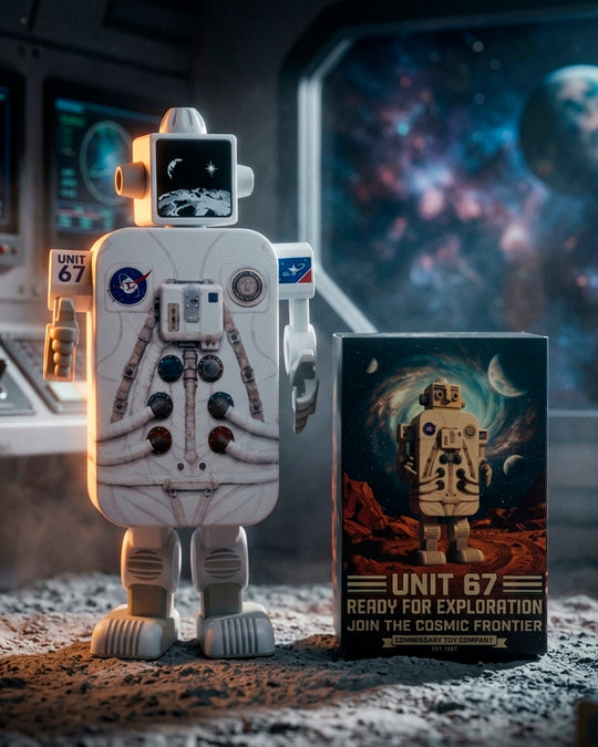 Tin-Bot is a unique collectible series of small aluminium storage tins that also have magnetic arms, legs and head that turn them into posable desktop robots. Each one has roots in nostalgic popular culture.