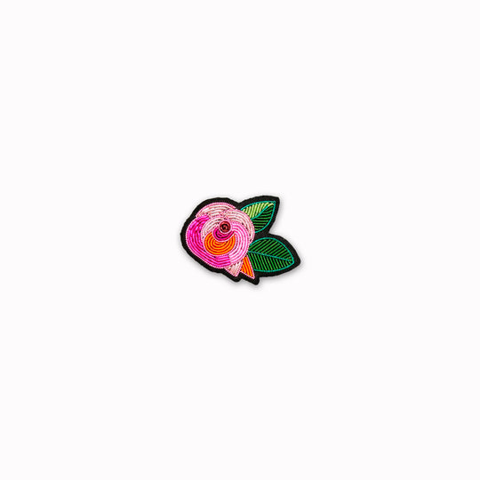 Make a statement with this beautiful August's Rose hand embroidered decorative lapel pin by Paris based Macon et Lesquoy
