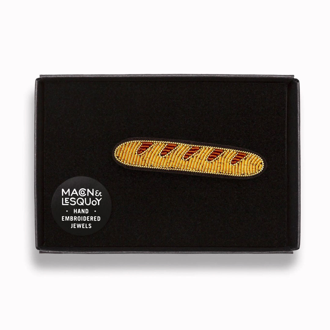 Baguette is a hand embroidered decorative brooch from Macon et Lesquoy - an homage to the most famous of French baked goods. Personalise your favourite garments to define your individual style.&nbsp;&nbsp;