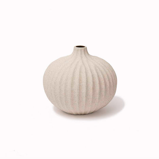 Bari Vase | Sand White Deep Line Large | H. 10cm