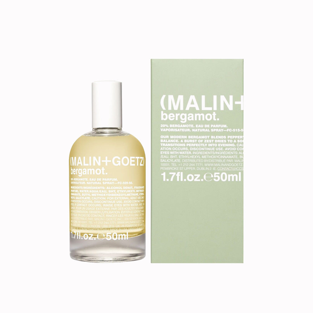MALIN+GOETZ bergamot eau de parfum bottle and packaging on a white background