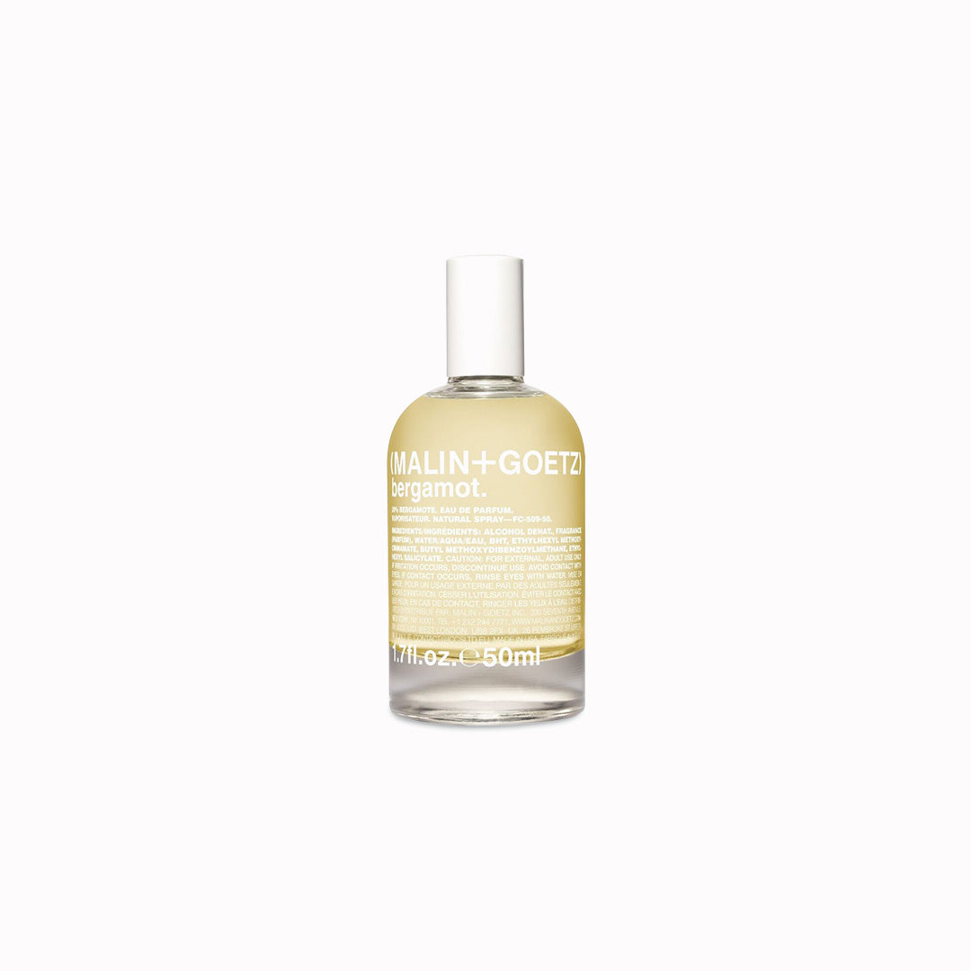 Malin + Goetz Bergamot Eau de Parfum bottle on a white background