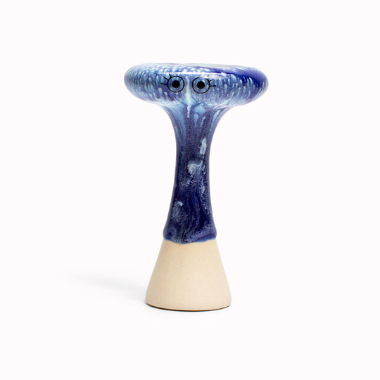 Blue Bern is a thin mushroom shaped, hand glazed ceramic figurine created as a close relative of the classic Arhoj Ghost. The Familia is a continuation of the playful decorative object series from Studio Arhoj.