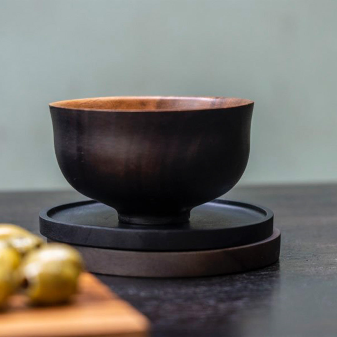 Black Wood Serving Bowl | 16cm