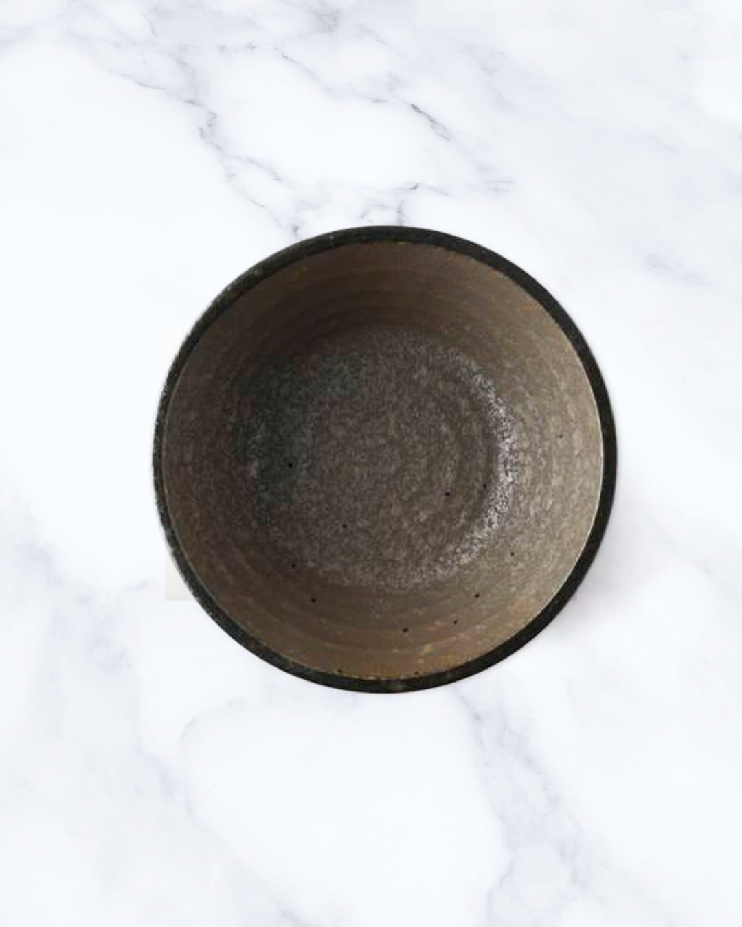 Rough textured Donburi bowl with matt glaze in a dark brown shade that catches the light to reveal a silvery shimmer. Suitable for serving individual rice portions, or any number of side dishes.