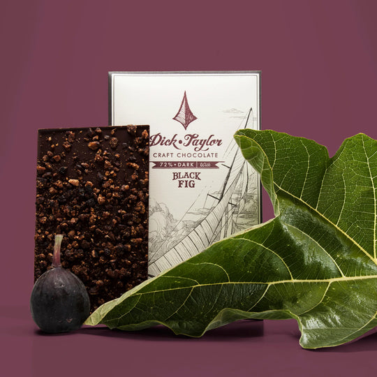 Bean-to-bar 72% dark chocolate with chewy Black Mission figs, crafted in small batches using single-origin cacao - lifestyle
