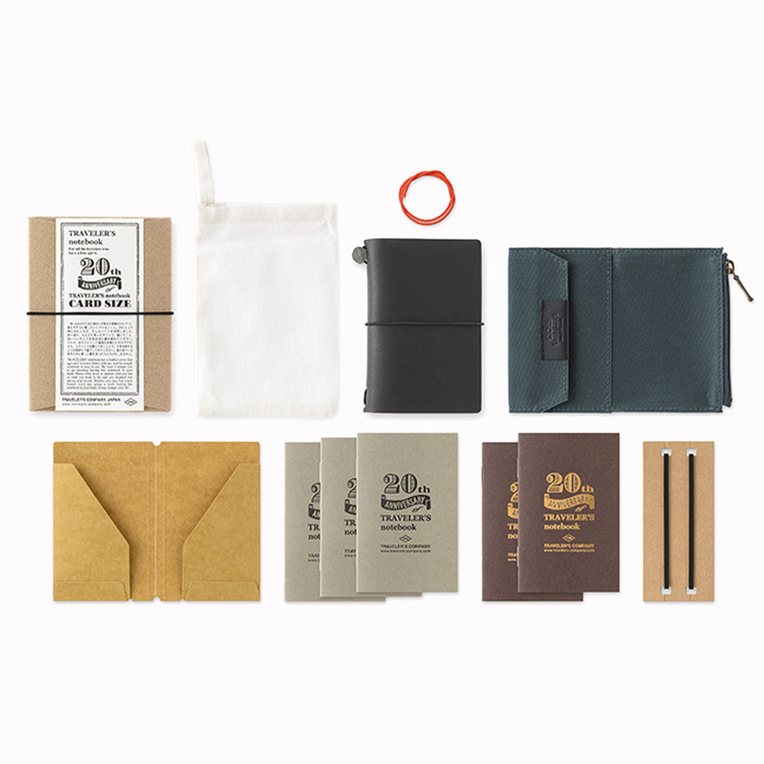 Traveler's Card Size Notebook - 20th Anniversary | Black Leather