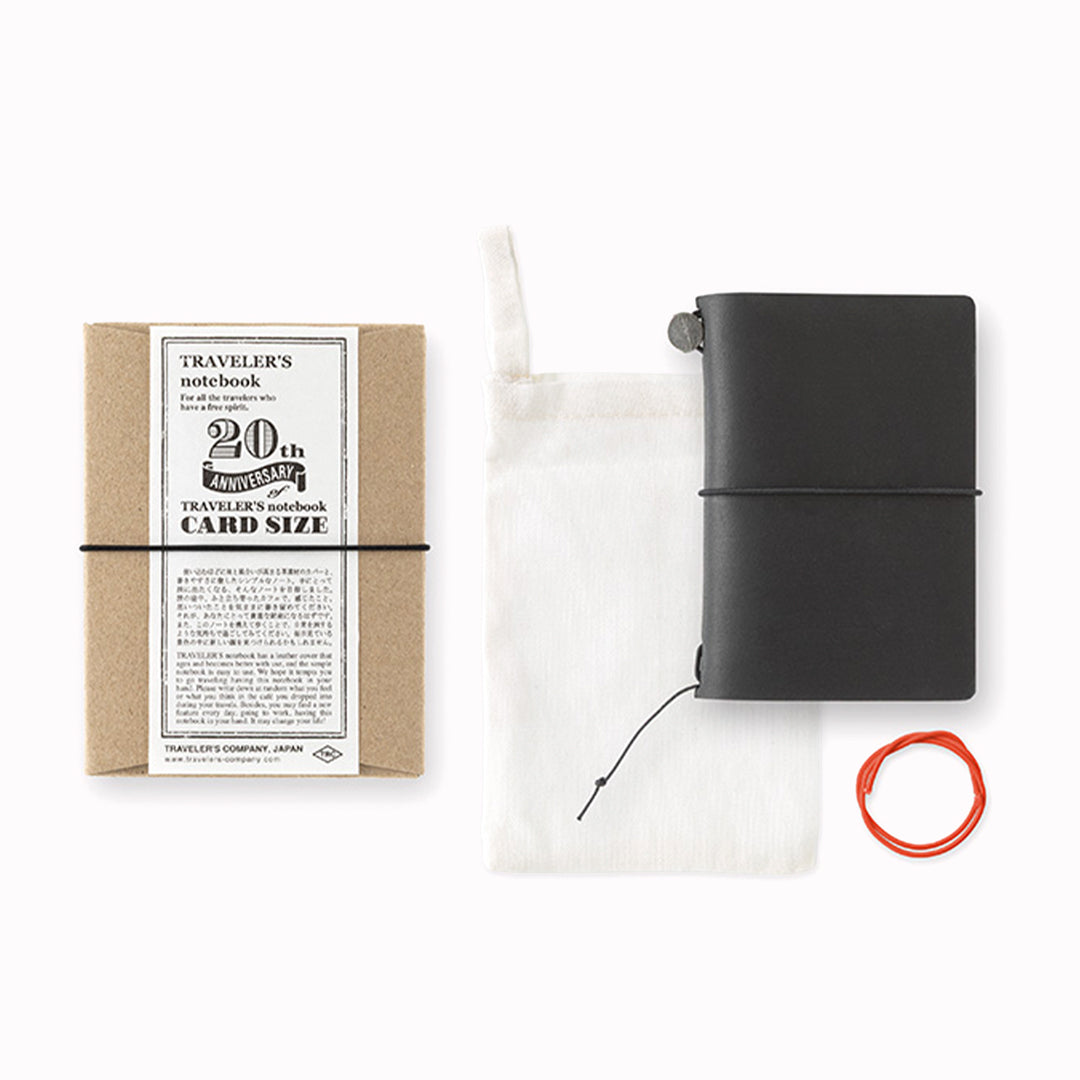 Traveler's Card Size Notebook - 20th Anniversary | Black Leather