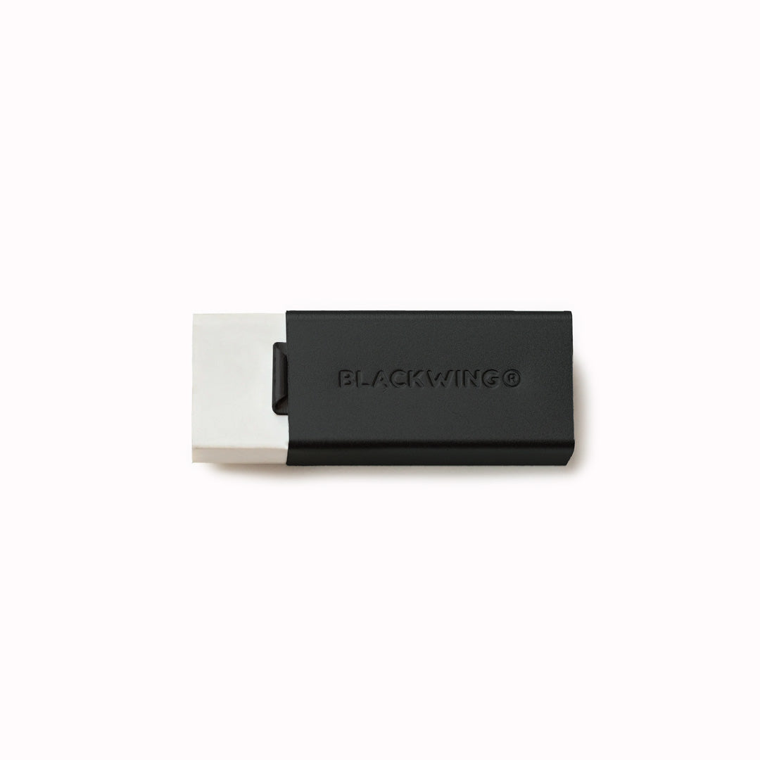 Soft eraser that cleanly removes graphite and a durable aluminum holder with a jumbo-sized clip. Perfect for precise erasing and comfortable grip.