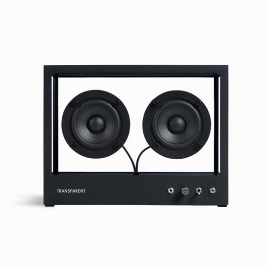 The Transparent Small Transparent Speaker in black is a compact Bluetooth speaker built with the same thinking as good furniture — minimal, functional and made to last.