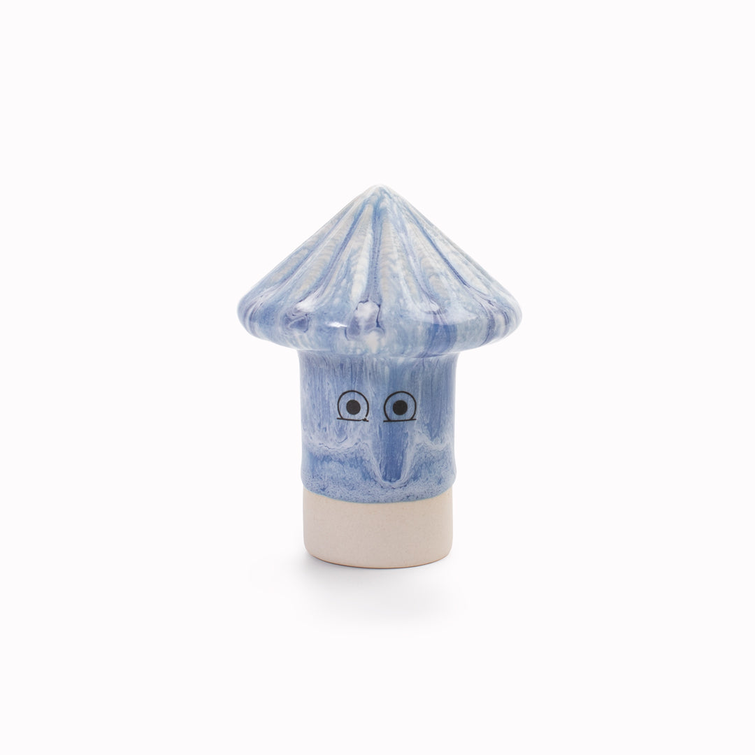 Meet Osu! Osu has a pyramid shaped head and is a hand glazed ceramic figurine created as a close relative of the classic Arhoj Ghost.