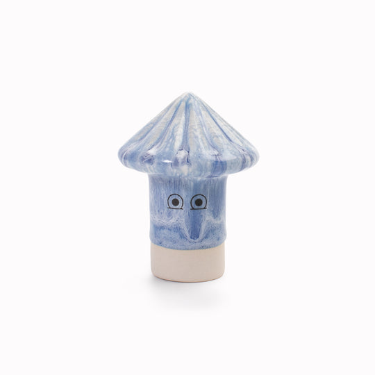 Meet Osu! Osu has a pyramid shaped head and is a hand glazed ceramic figurine created as a close relative of the classic Arhoj Ghost.