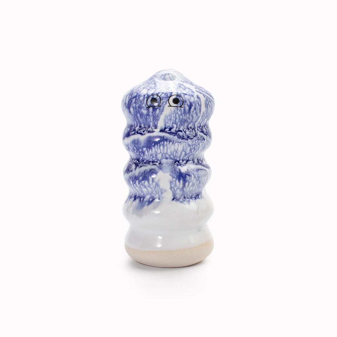 Meet Buru! Buru is a ridged cylinde shaped, hand glazed ceramic figurine created as a close relative of the classic Arhoj Ghost.