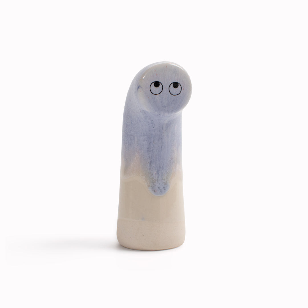 Meet Sabu! Sabu is periscope shaped and is a hand glazed ceramic figurine created as a close relative of the classic Arhoj Ghost.