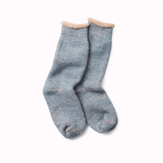 Double Face Crew Socks | Blue Brown