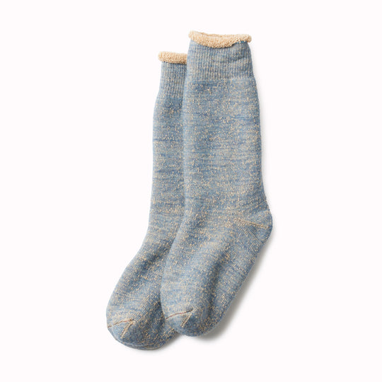 Double Face Crew Socks | Blue Brown